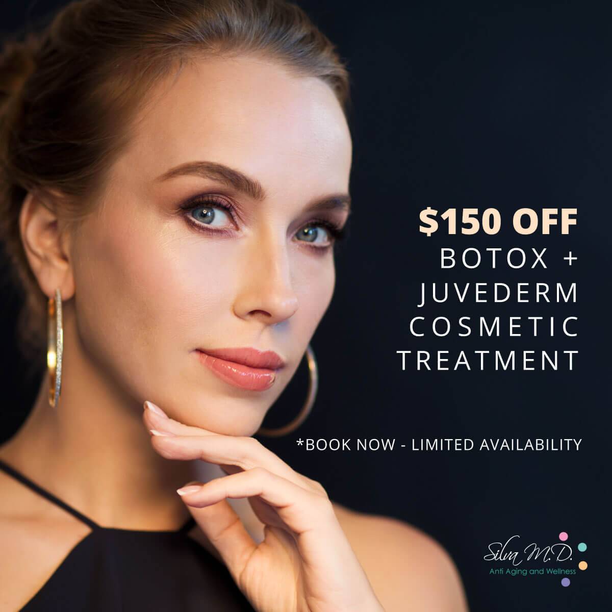 Dr. Melinda Silva $150 off Botox + Juvederm Cosmetic Treatment. Dr. Melinda Silva $150 off Botox + Juvederm Cosmetic Treatment.