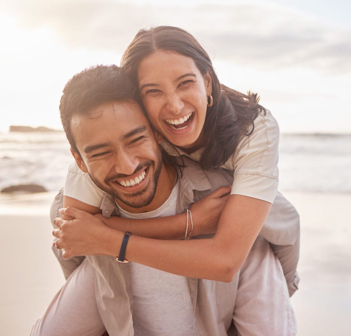 hormone therapy women Happy couple on the beach